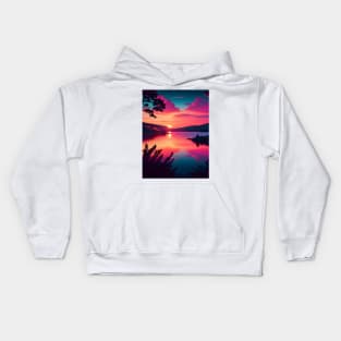 Beautiful sunset at the lake Kids Hoodie